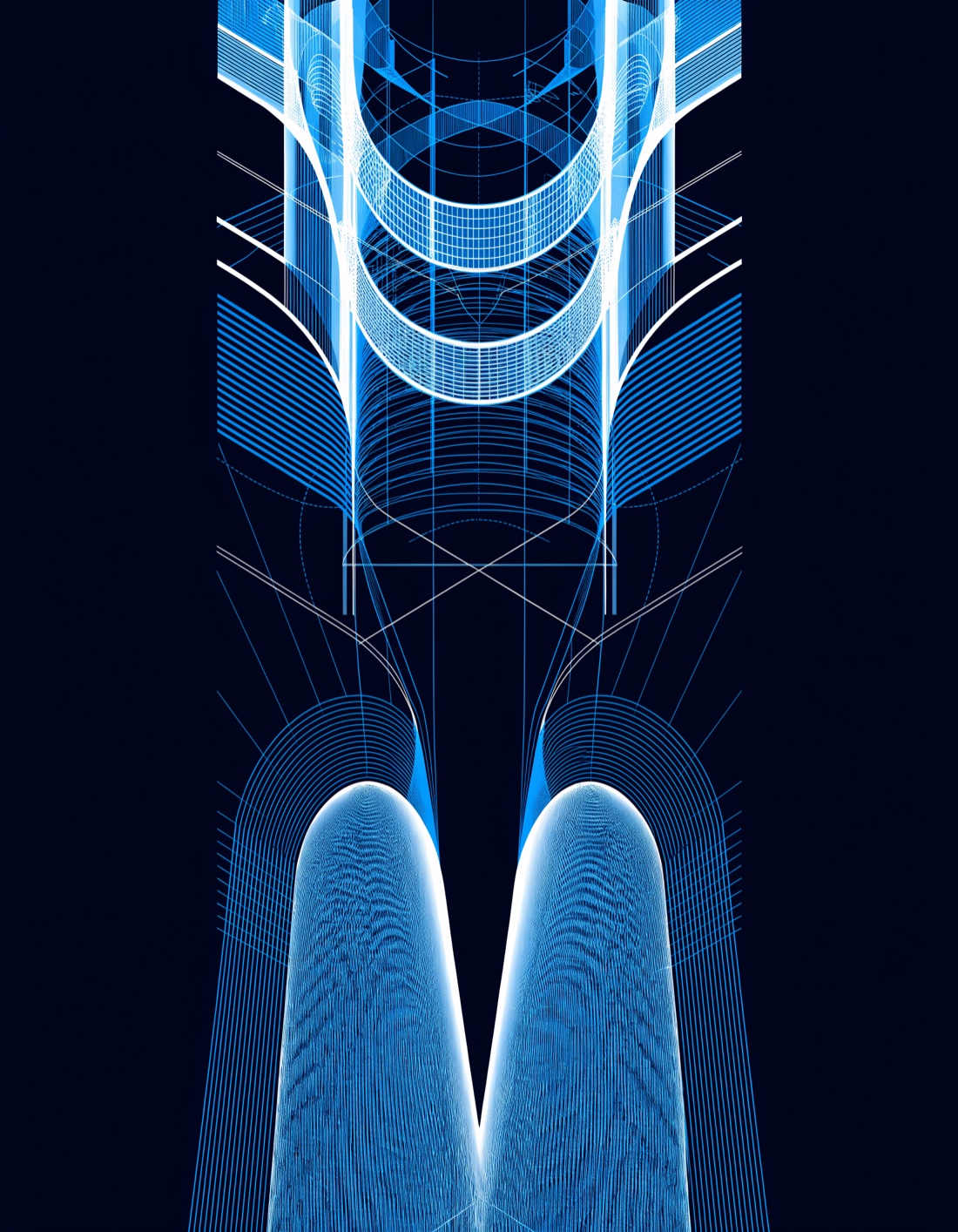 Abstract architectural artwork evoking structure and craft